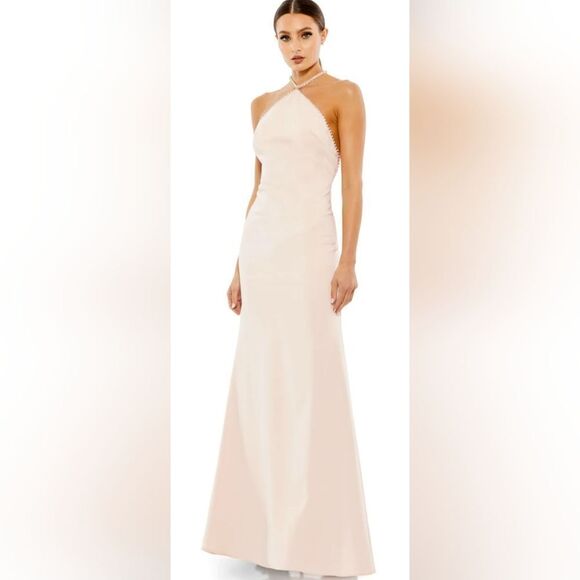 Mac Duggal RHINESTONE HALTER COLUMN GOWN NWT size 8 pink (26580) - Picture 1 of 7